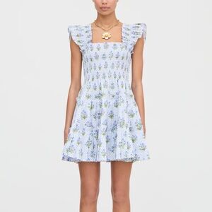 Hill House Home The Charlotte Nap Dress in Block Print Blue